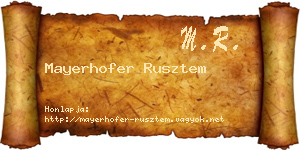 Mayerhofer Rusztem névjegykártya